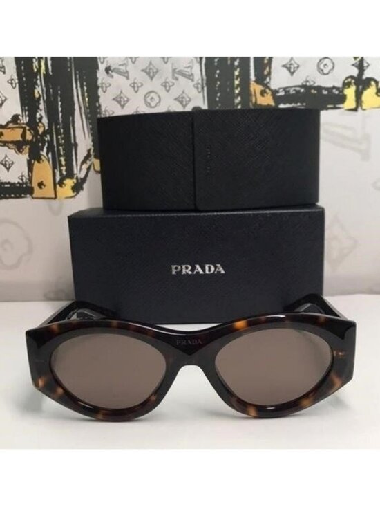 New Authentic Prada PR 20ZS Dark Brown Oval Ladies Sunglasses – 2AU06B 53 main image 7